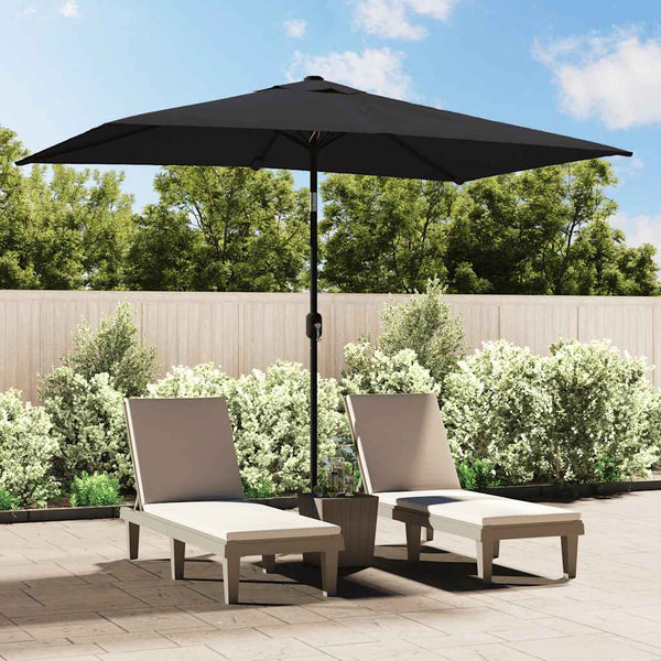 Garden Parasol With Metal Pole 300X200 Cm Black Patio Umbrellas