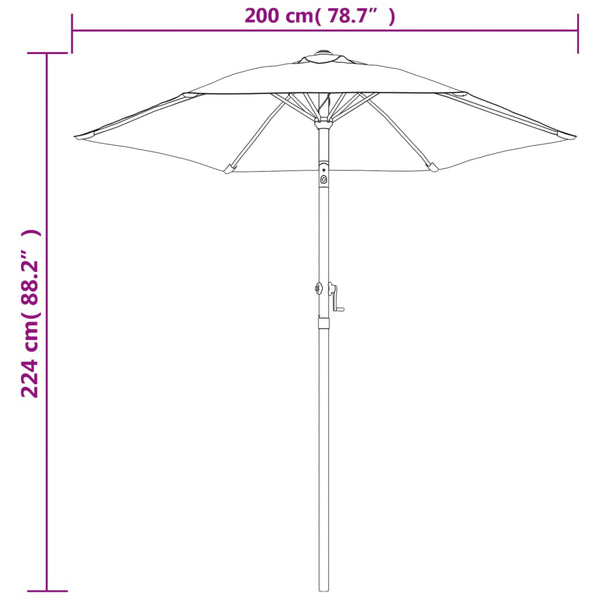 Vidaxl Garden Parasol Taupe 200X224 Cm Aluminium Patio Umbrellas