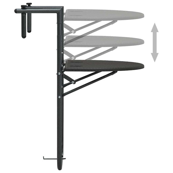 Vidaxl Hanging Balcony Table Brown 60X64x83.5 Cm Plastic Rattan Look Patio & Garden Tables