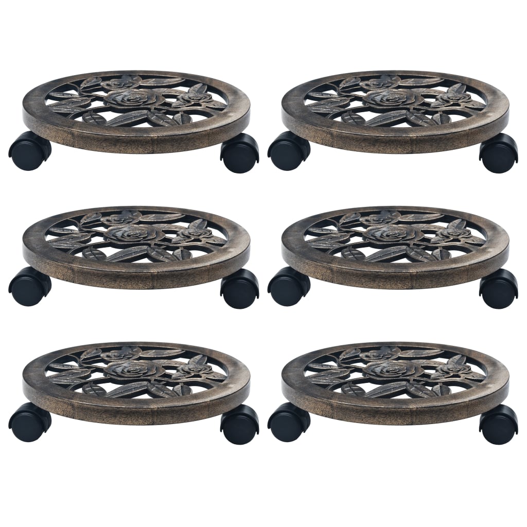 Plant Stands Plant Trolleys 6 Pcs Bronze Plastic