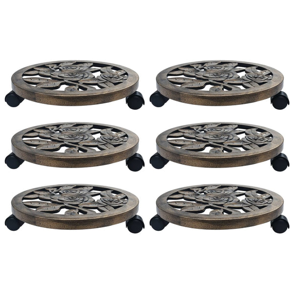 Plant Stands Plant Trolleys 6 Pcs Bronze Plastic