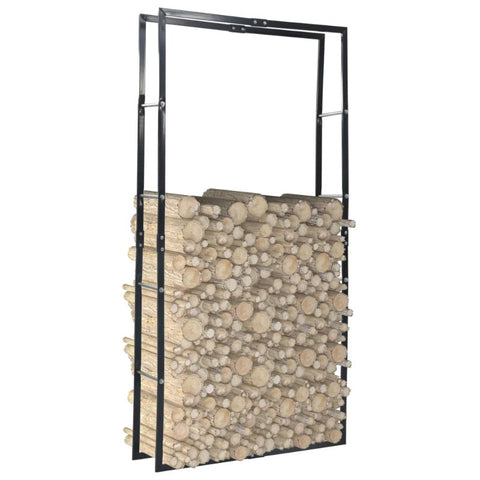Firewood Rack Black 100X25x200 Cm Steel Fireplace & Stove Accessories