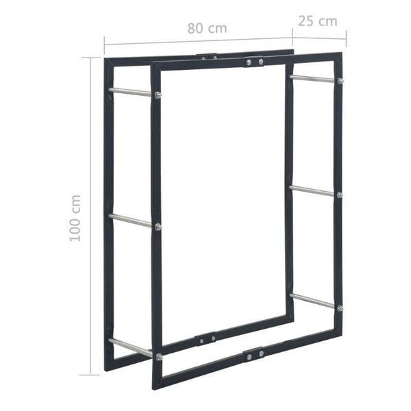 Vidaxl Firewood Rack Black 80X25x100 Cm Steel Firewood Racks