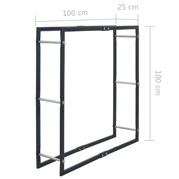 Vidaxl Firewood Rack Black 100X25x100 Cm Steel Firewood Racks