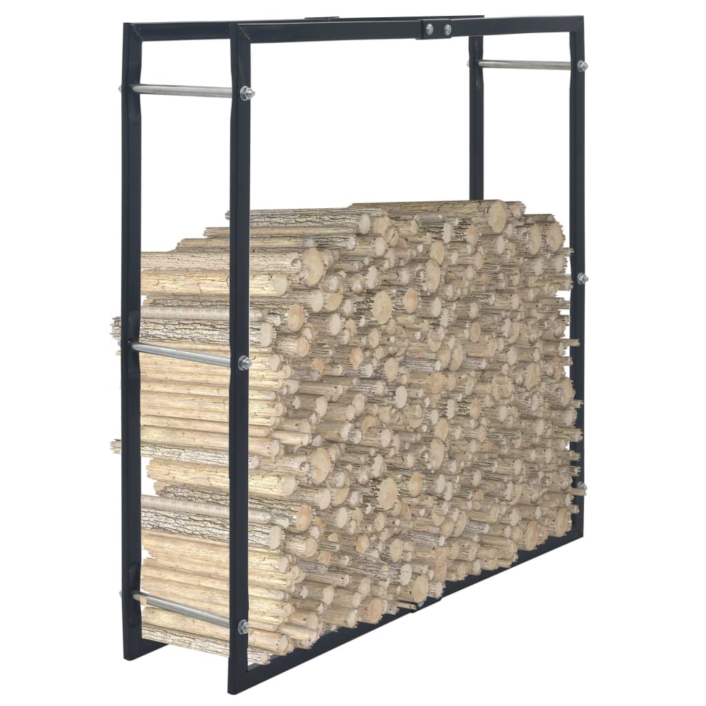 Vidaxl Firewood Rack Black 100X25x100 Cm Steel Firewood Racks