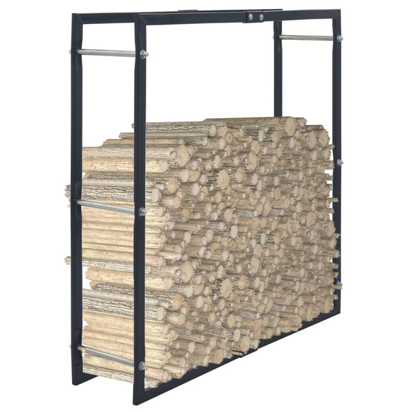 Vidaxl Firewood Rack Black 100X25x100 Cm Steel Firewood Racks