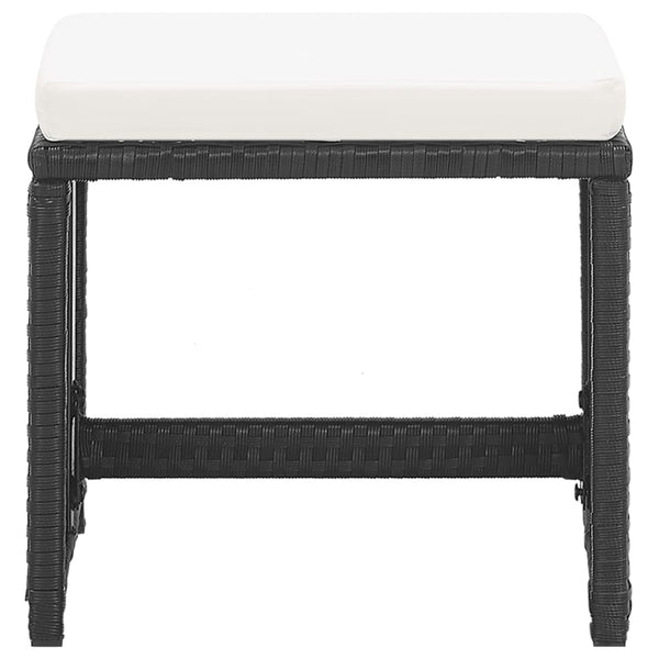 Benches Bar Stools Garden Stools 2 Pcs With Cushions Poly Rattan Black