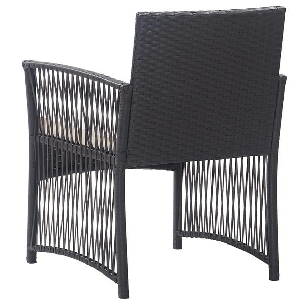 Garden Armchairs With Cushions 2 Pcs Black Poly Rattan