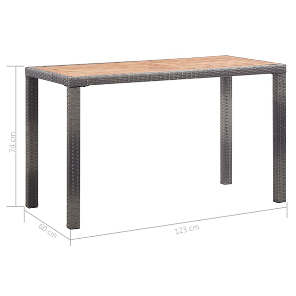 Garden Table Anthracite And Brown 123X60x74 Cm Solid Acacia Wood
