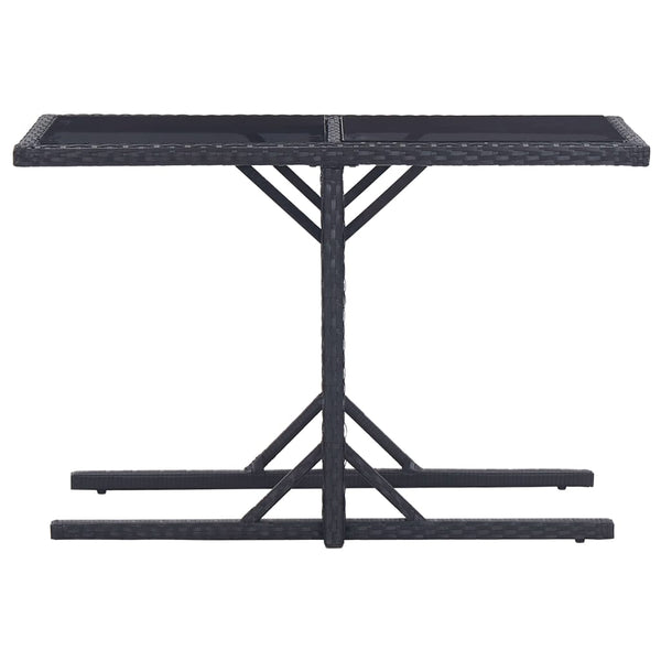 Garden Table Black 110X53x72 Cm Glass And Poly Rattan