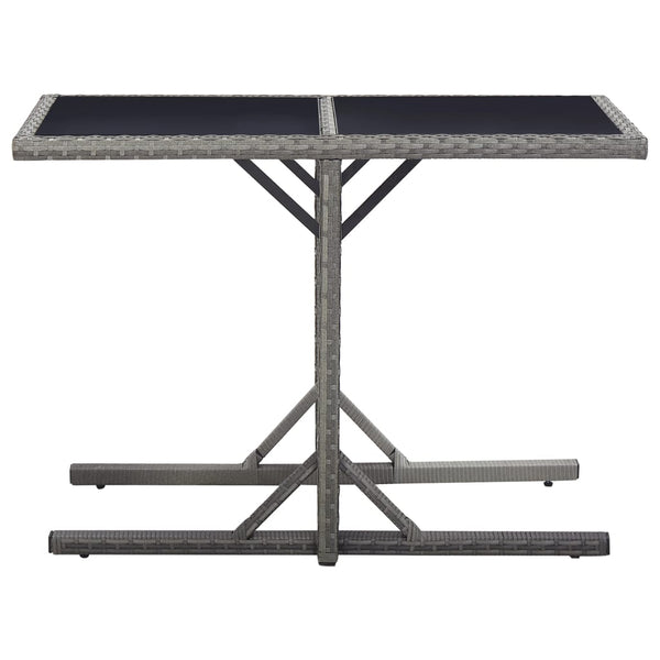 Garden Table Anthracite 110X53x72 Cm Glass And Poly Rattan
