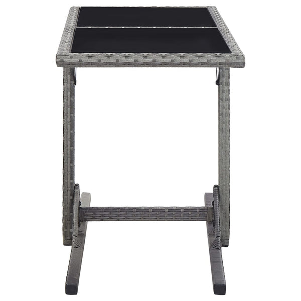 Garden Table Anthracite 110X53x72 Cm Glass And Poly Rattan