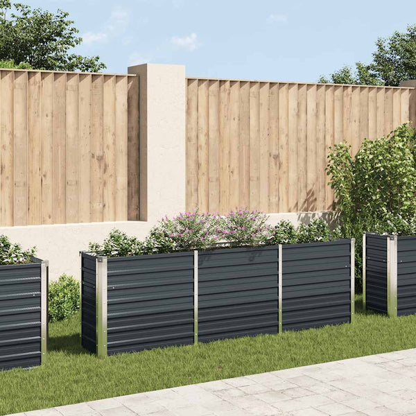 Vidaxl Garden Raised Bed Galvanised Steel 240X40x77 Cm Anthracite Raised Garden Beds