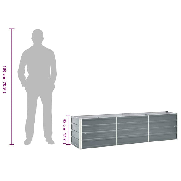 Vidaxl Garden Raised Bed Galvanised Steel 240X40x45 Cm Grey Raised Garden Beds