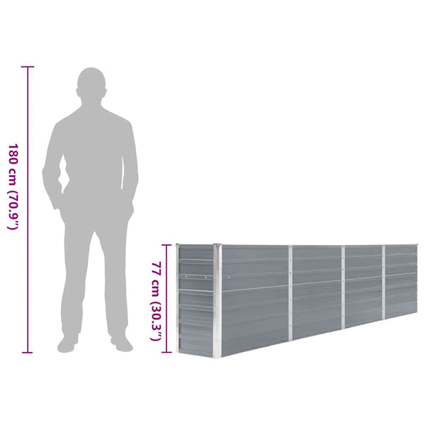 Vidaxl Raised Garden Bed 320X40x77 Cm Galvanised Steel Grey Raised Garden Beds