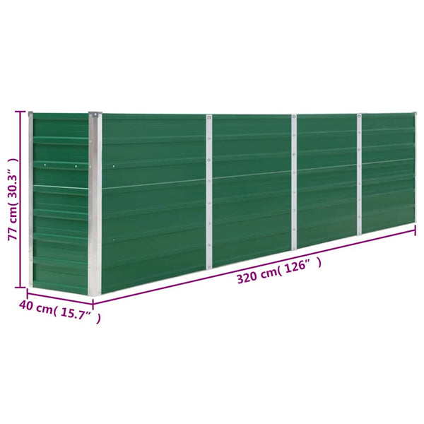 Vidaxl Raised Garden Bed 320X40x77 Cm Galvanised Steel Green Raised Garden Beds
