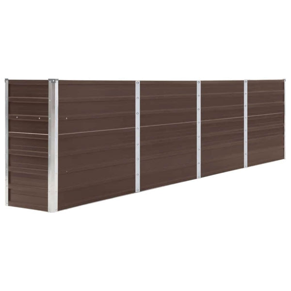Vidaxl Raised Garden Bed 320X40x77 Cm Galvanised Steel Brown Raised Garden Beds