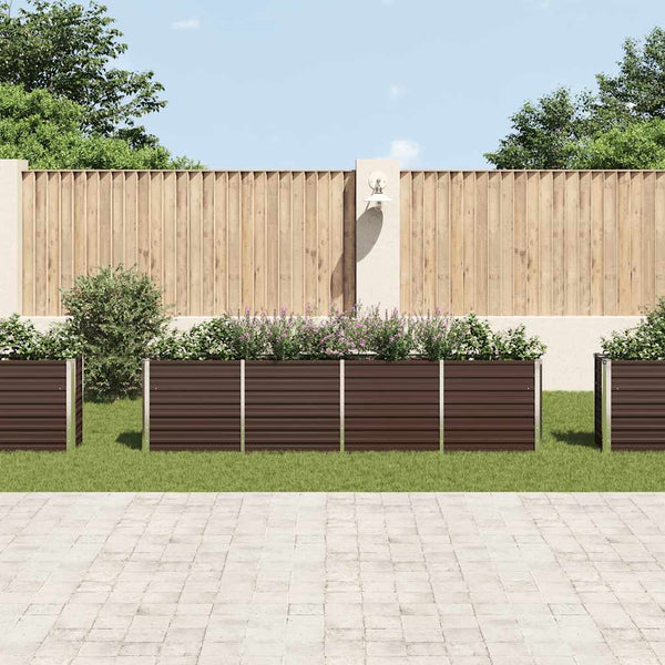 Vidaxl Raised Garden Bed 320X40x77 Cm Galvanised Steel Brown Raised Garden Beds