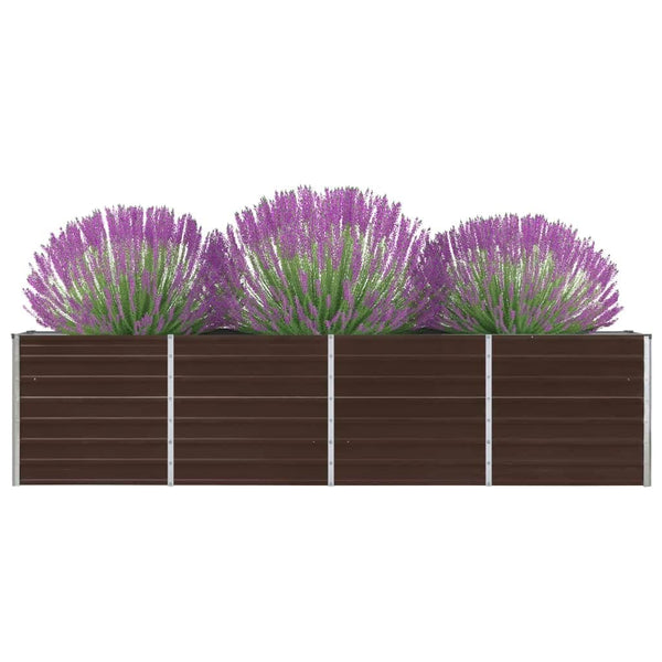 Vidaxl Raised Garden Bed 320X40x77 Cm Galvanised Steel Brown Raised Garden Beds