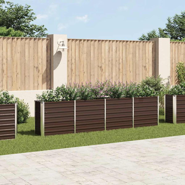 Vidaxl Raised Garden Bed 320X40x77 Cm Galvanised Steel Brown Raised Garden Beds