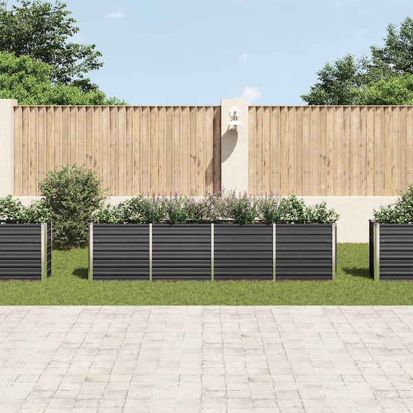 Vidaxl Raised Garden Bed 320X40x77 Cm Galvanised Steel Anthracite Raised Garden Beds
