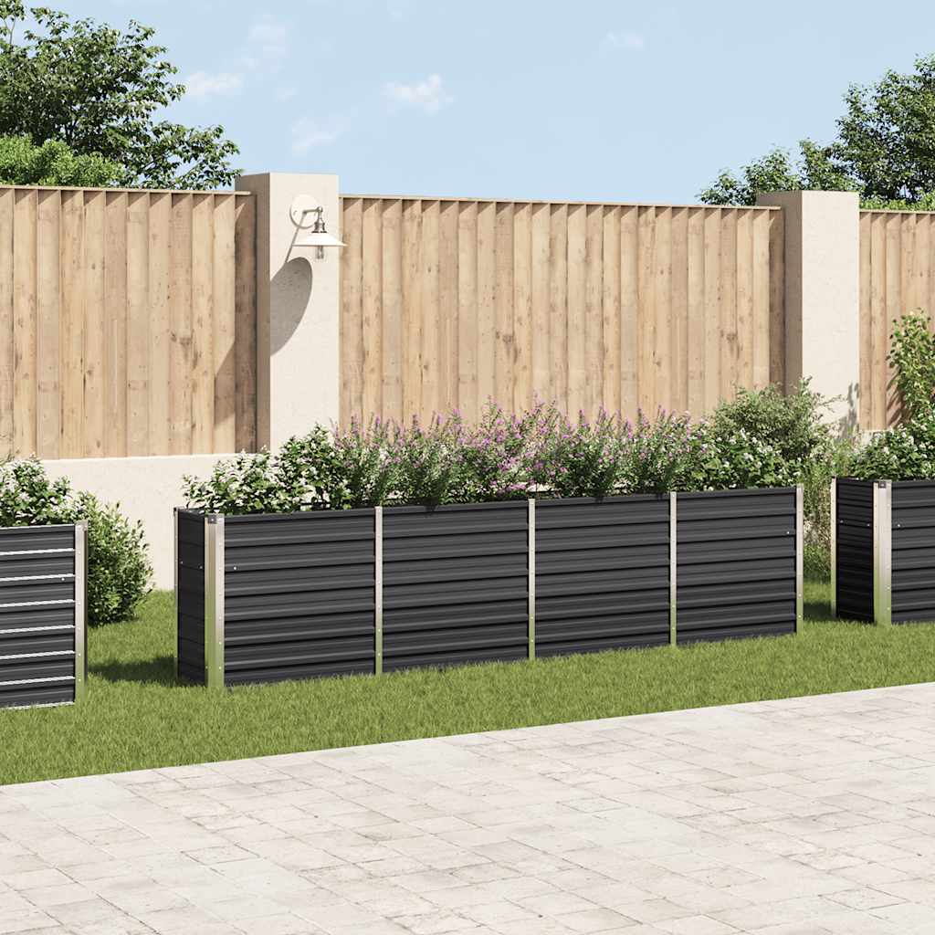Vidaxl Raised Garden Bed 320X40x77 Cm Galvanised Steel Anthracite Raised Garden Beds
