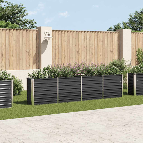 Vidaxl Raised Garden Bed 320X40x77 Cm Galvanised Steel Anthracite Raised Garden Beds