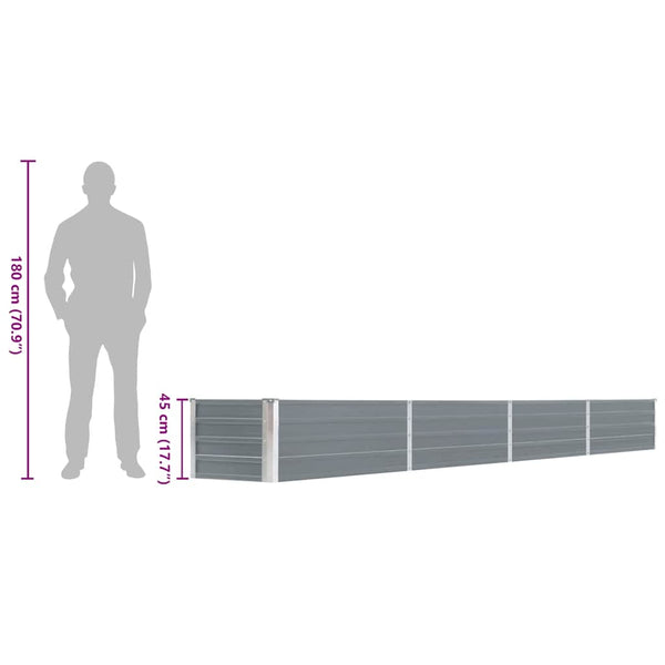 Vidaxl Garden Raised Bed Galvanised Steel 320X40x45 Cm Grey Raised Garden Beds
