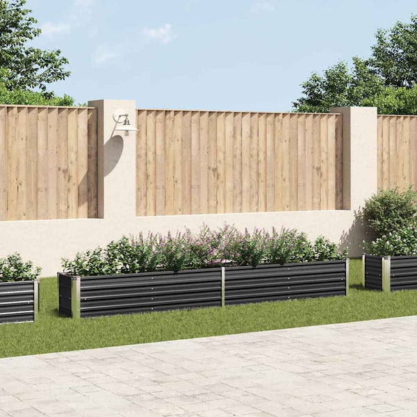 Vidaxl Garden Raised Bed Galvanised Steel 320X40x45 Cm Anthracite Raised Garden Beds