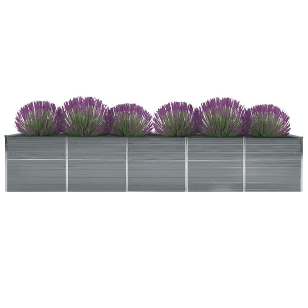 Vidaxl Garden Raised Bed Galvanised Steel 400X80x45 Cm Grey Raised Garden Beds