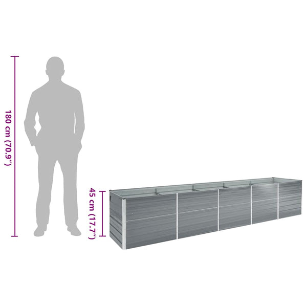 Vidaxl Garden Raised Bed Galvanised Steel 400X80x45 Cm Grey Raised Garden Beds