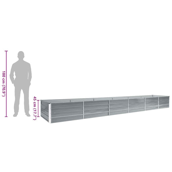 Vidaxl Garden Raised Bed Galvanised Steel 480X80x45 Cm Grey Raised Garden Beds