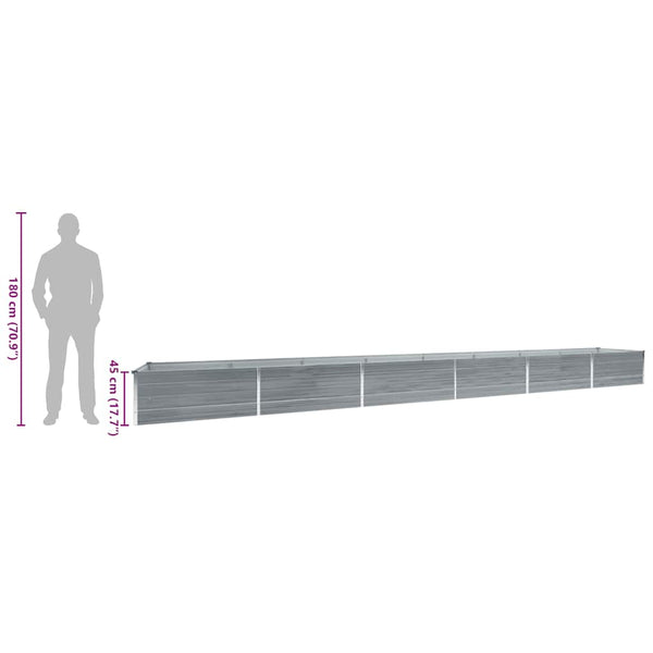 Vidaxl Garden Raised Bed Galvanised Steel 600X80x45 Cm Grey Raised Garden Beds