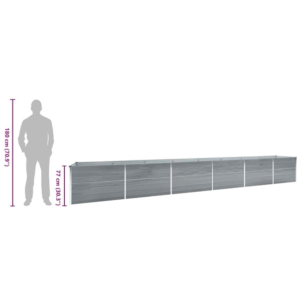 Vidaxl Garden Raised Bed Galvanised Steel 600X80x77 Cm Grey Raised Garden Beds