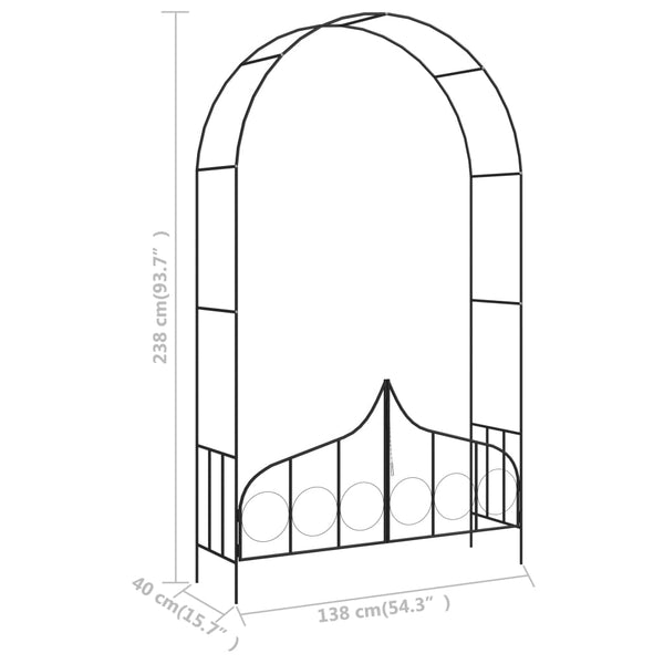 Vidaxl Garden Arch With Gate Black 138X40x238 Cm Iron Garden Arches
