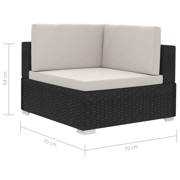 3 Piece Garden Sofa Set With Cushions Poly Rattan Black Patio Furniture Sets