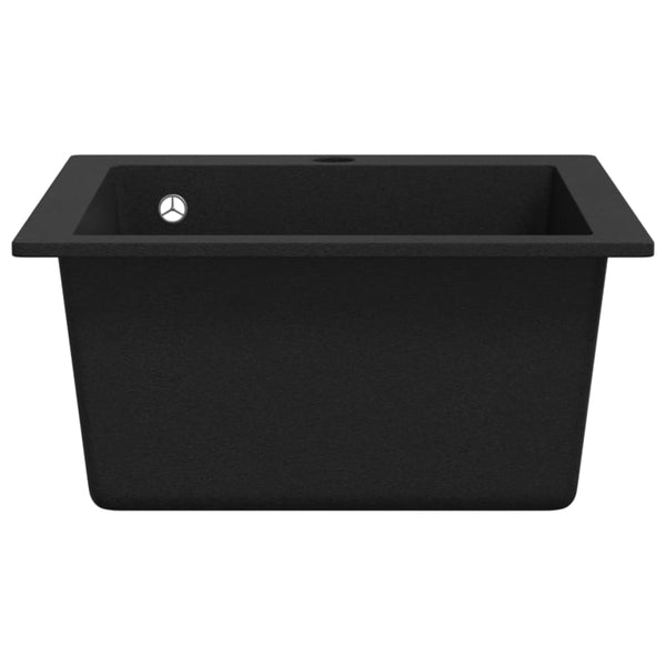 Vidaxl Overmount Kitchen Sink Single Basin Granite Black Kitchen Sinks