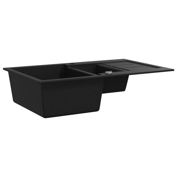 Vidaxl Granite Kitchen Sink Double Basin Black Kitchen Sinks
