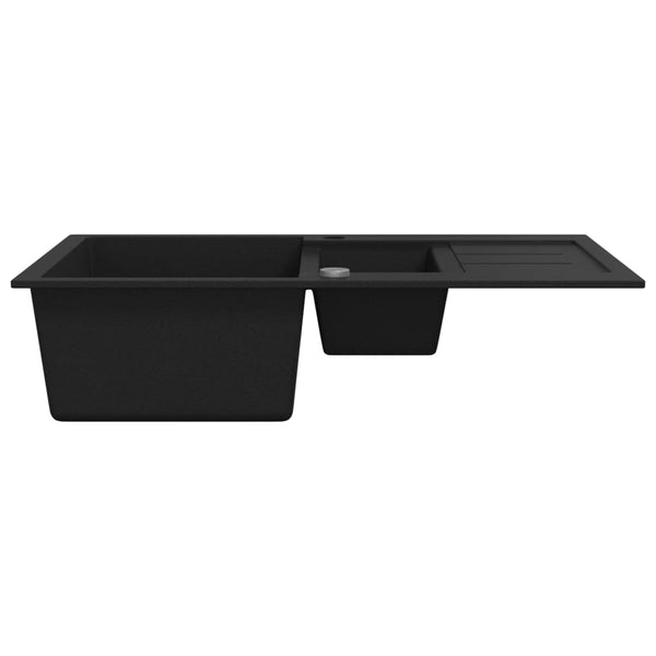 Vidaxl Granite Kitchen Sink Double Basin Black Kitchen Sinks