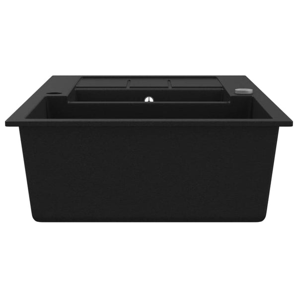 Vidaxl Granite Kitchen Sink Double Basin Black Kitchen Sinks