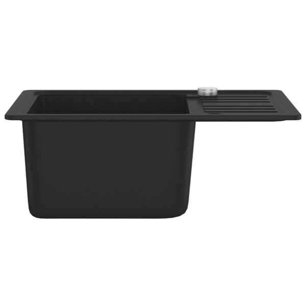 Vidaxl Granite Kitchen Sink Single Basin Black Kitchen Sinks