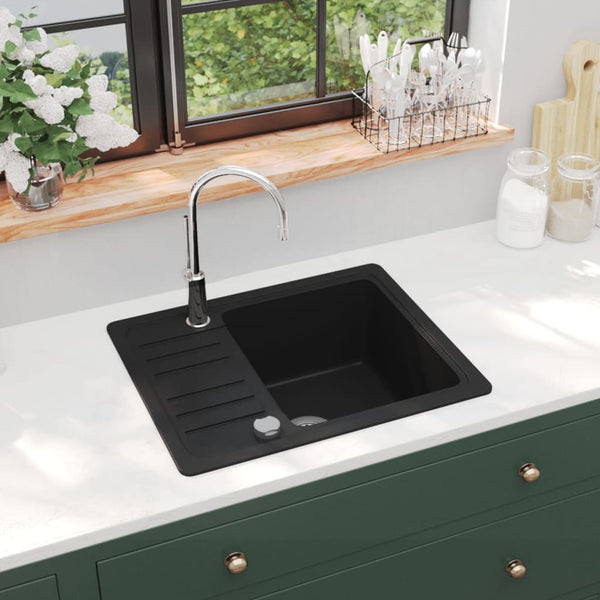 Vidaxl Granite Kitchen Sink Single Basin Black Kitchen Sinks