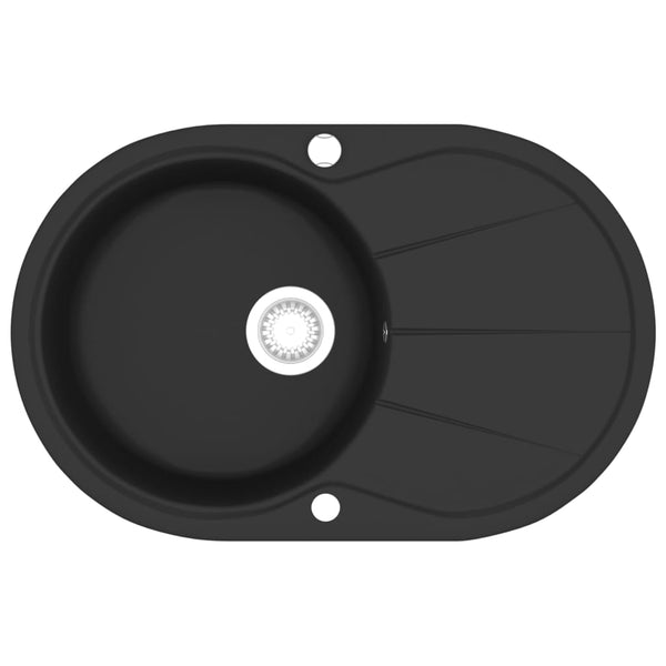 Granite Kitchen Sink Single Basin Oval Black Kitchen Sinks