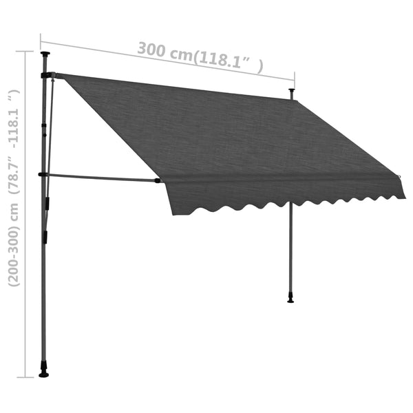 Manual Retractable Awning With Led 300 Cm Anthracite Awning & Canopy Parts