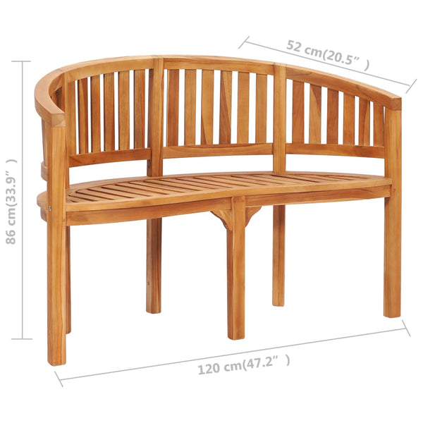 Patio Chairs Banana Bench 120 Cm Solid Teak Wood
