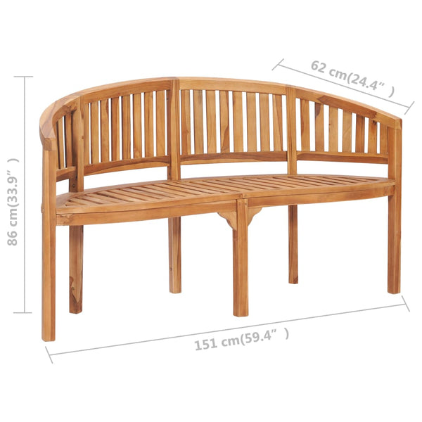 Banana Bench 151 Cm Solid Teak Wood Patio Chairs