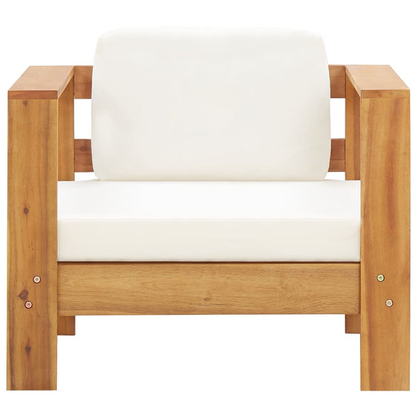 Garden Chair With Cushion Cream Solid Acacia Wood