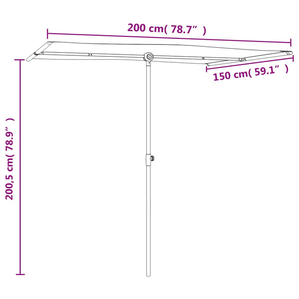 Outdoor Parasol With Aluminium Pole 2X1.5 M Patio Umbrellas