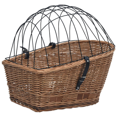 Bike Rear Basket With Cover 55X31x36 Cm Natural Willow Bicycle Baskets