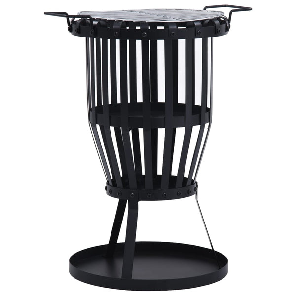 Garden Fire Pit Basket With Bbq Grill Steel 47.5 Cm